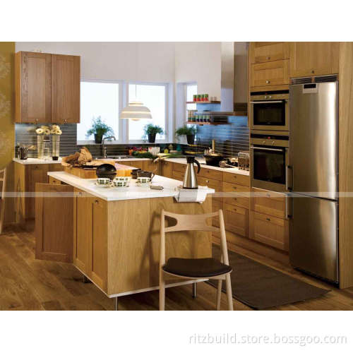 Classic Solid Wood Kitchen Cabinet with Wine Rack Designeuropean Classical Style Solid Wood Kitchen Modular Size Solid Wood Kitchen Cabinet